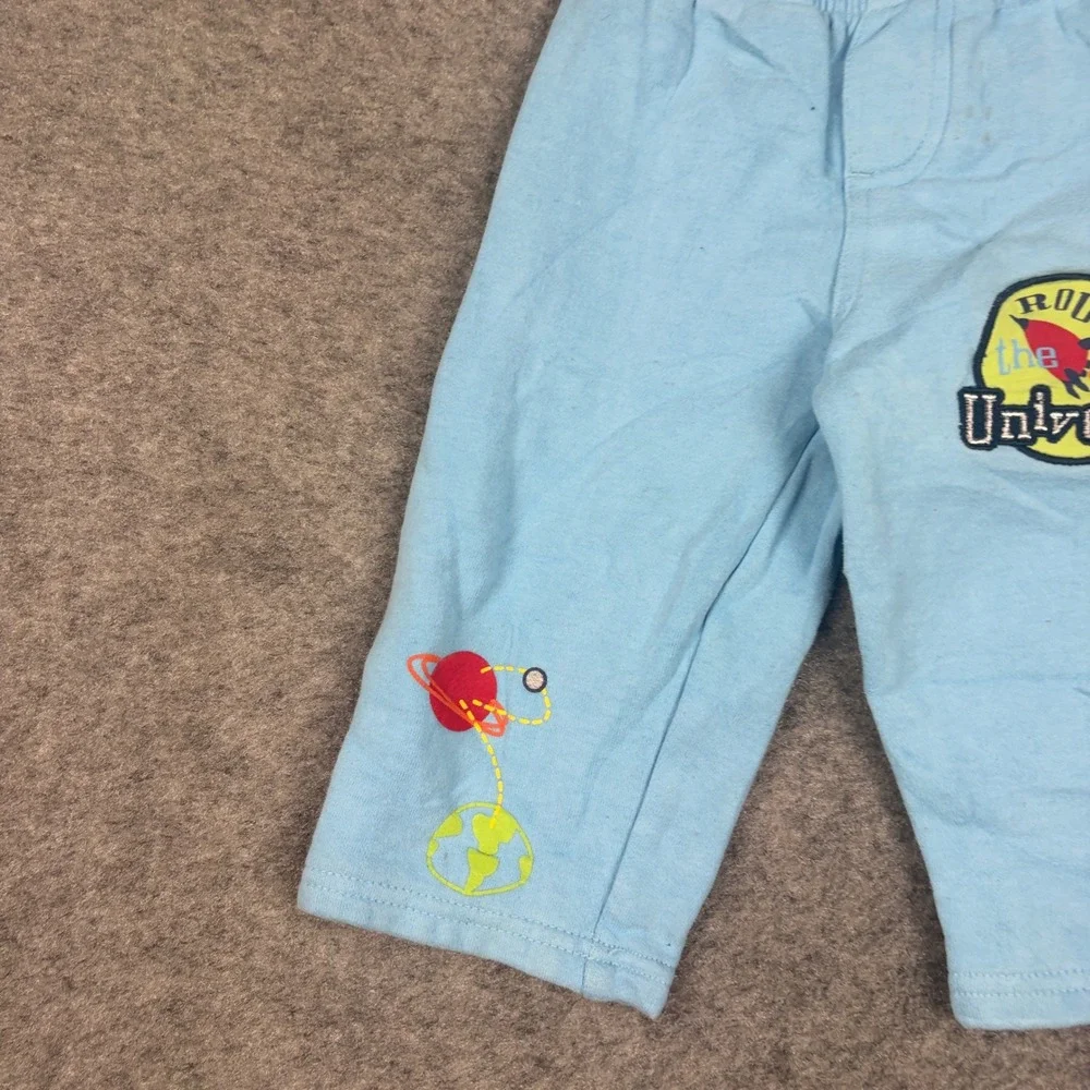 Flapdoodles‎ Sweatpants Baby 18M Blue Round The Universe Space Rocket Planet